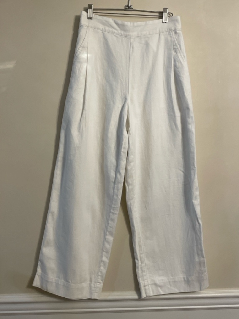 Madewell White Wide-Leg Linen-Blend Pants - Picture 2 of 10